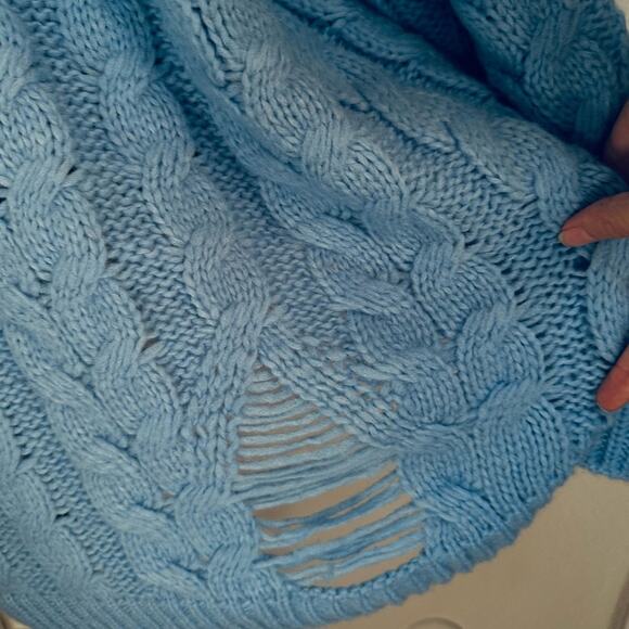 Stella McCartney Distressed Cable-knit Alpaca-blend Cardigan Blue size S - Picture 10 of 13